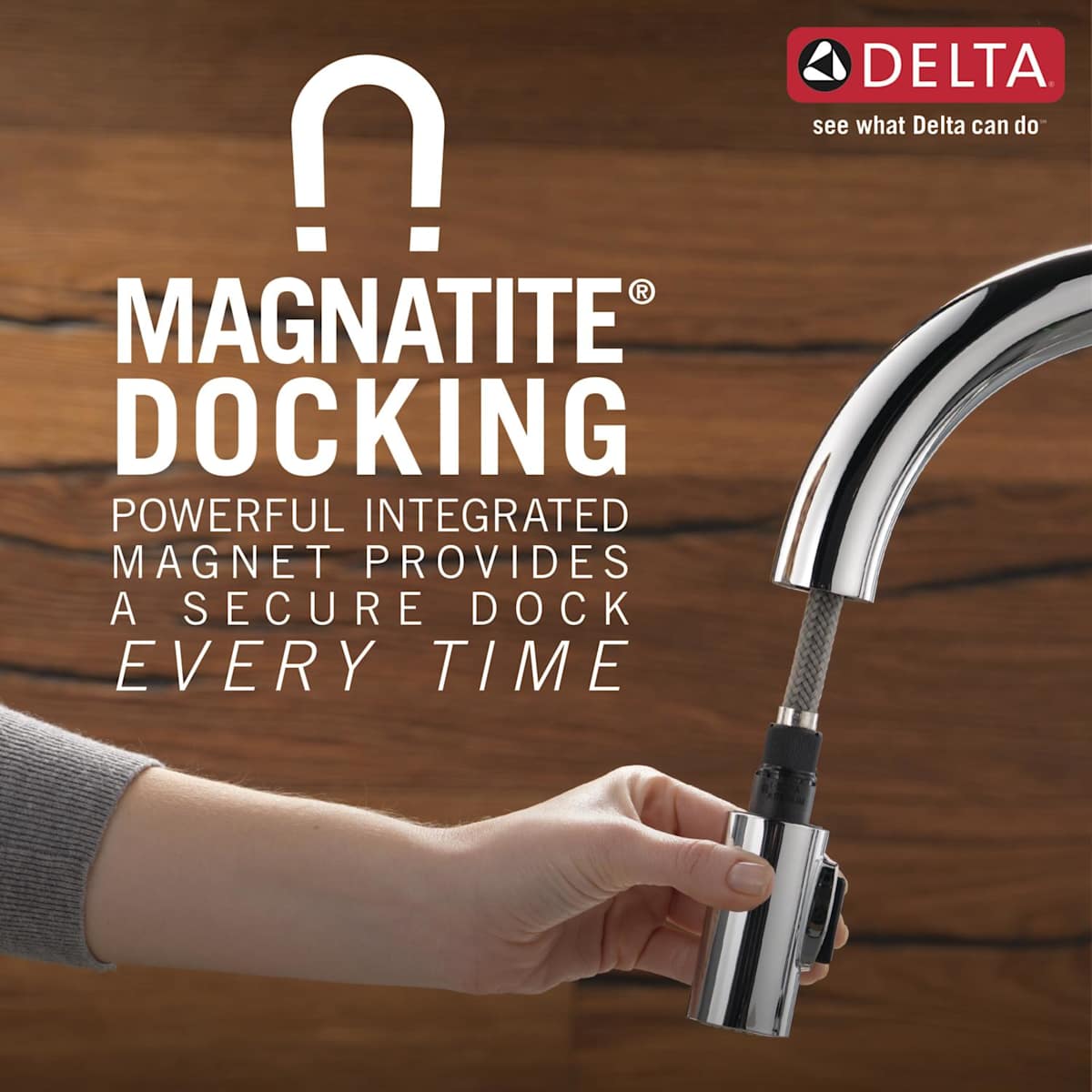 Delta 9979-DST Coranto Single-Handle Pull-Down Bar/Prep Faucet, Chrome MagnaTite magnetic docking wand