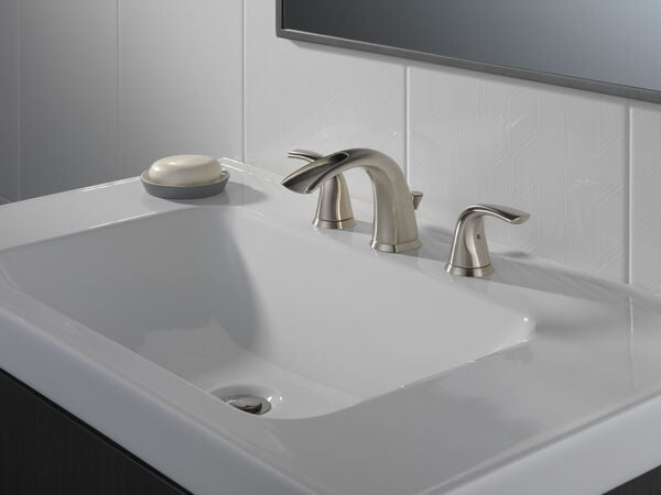 Delta 35708LF-SS Nyla® Two Handle Widespread Bathroom Faucet In Stainless