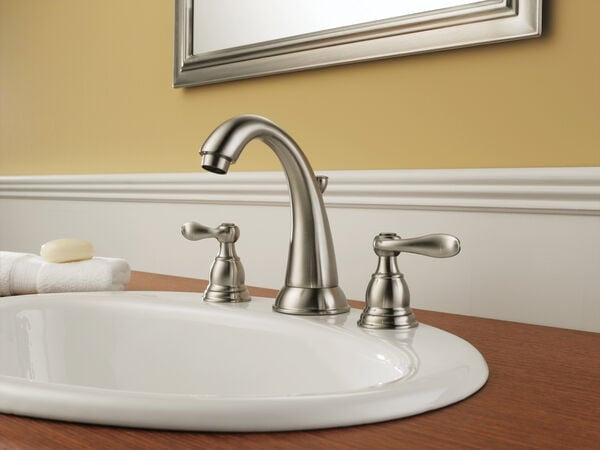Delta 35996LF-BN-ECO Windermere 2-Handle Widespread Bathroom Faucet with Pop-Up, Brushed Nickel