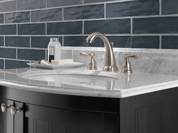 Delta 35996LF-BN-ECO Windermere 2-Handle Widespread Bathroom Faucet with Pop-Up, Brushed Nickel
