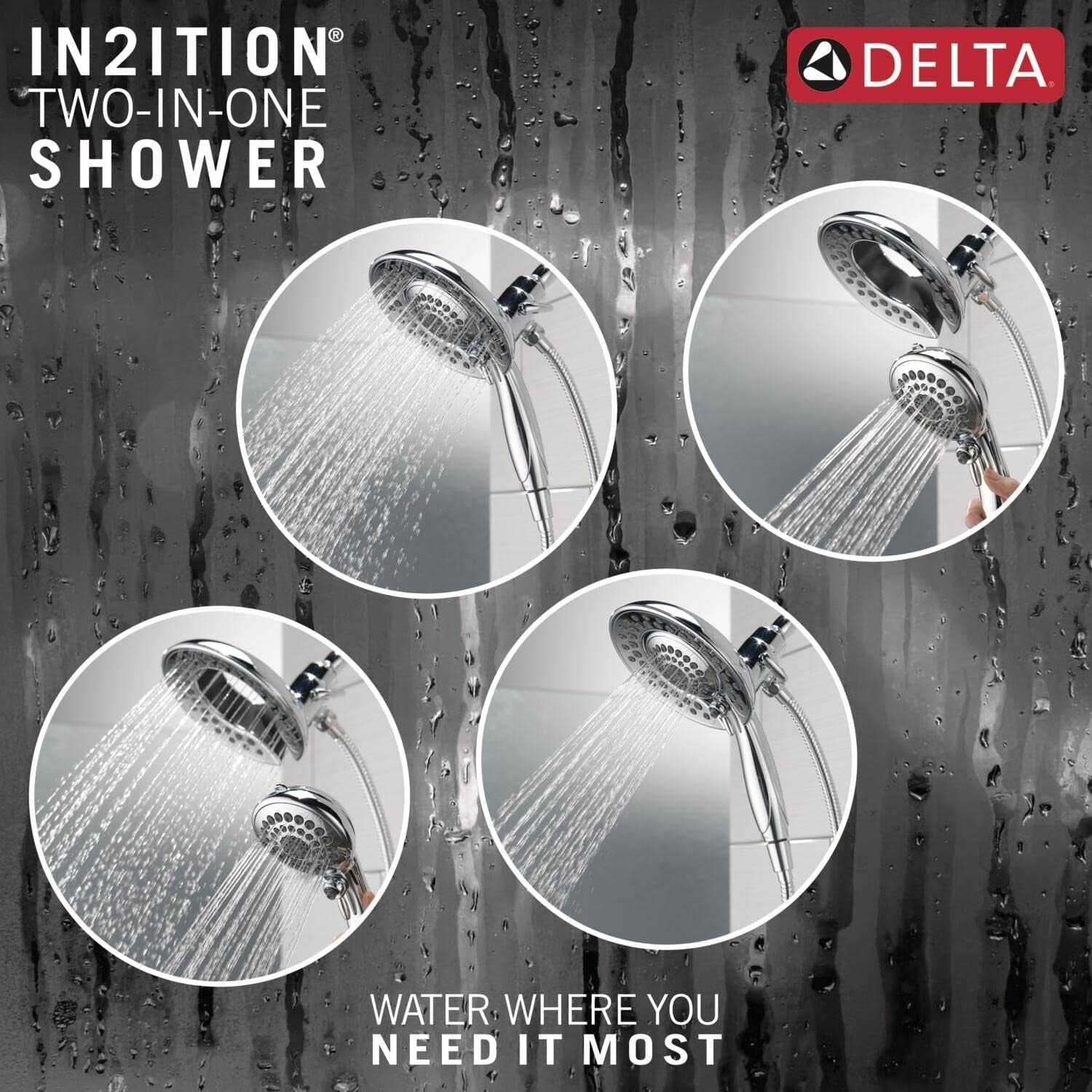 Delta 58569-PR-PK In2ition 5 Setting Two-In-One Shower in Lumicoat Stainless