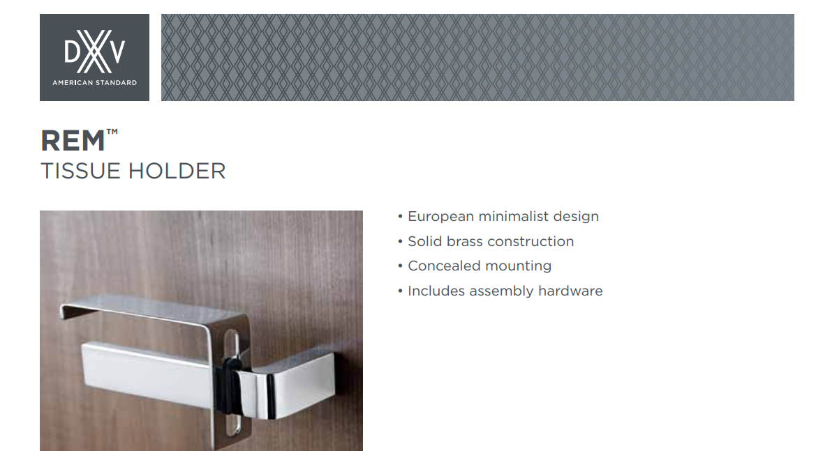 DXV D35100235.144 Rem Tissue Holder, Brushed Nickel, Specs Sheet