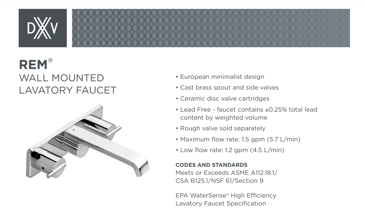 DXV D35100450 REM 1.5 GPM Wall Mounted Widespread Bathroom Faucet