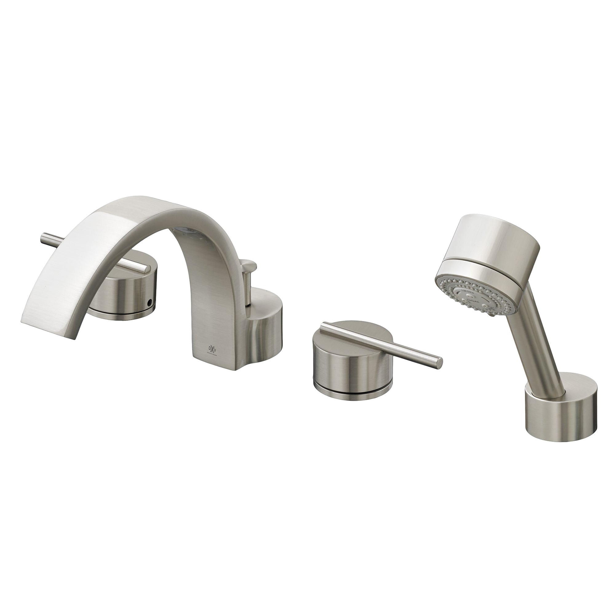 DXV D3510090C.144 Rem 2 Handle Deck Mount Bathtub Faucet with Handshower, Brushed Nickel
