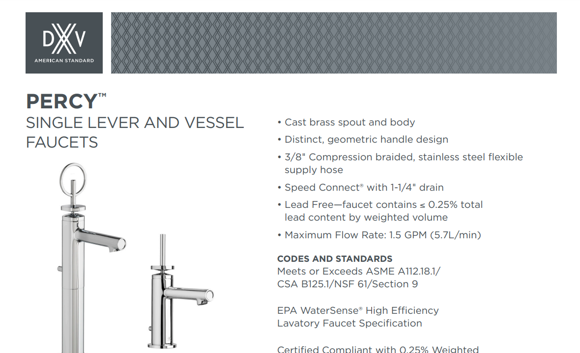 DXV D35105104 Specs Sheet