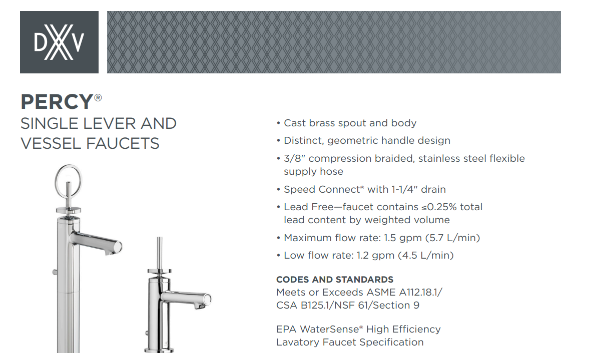 DXV D35105154 Specs Sheet