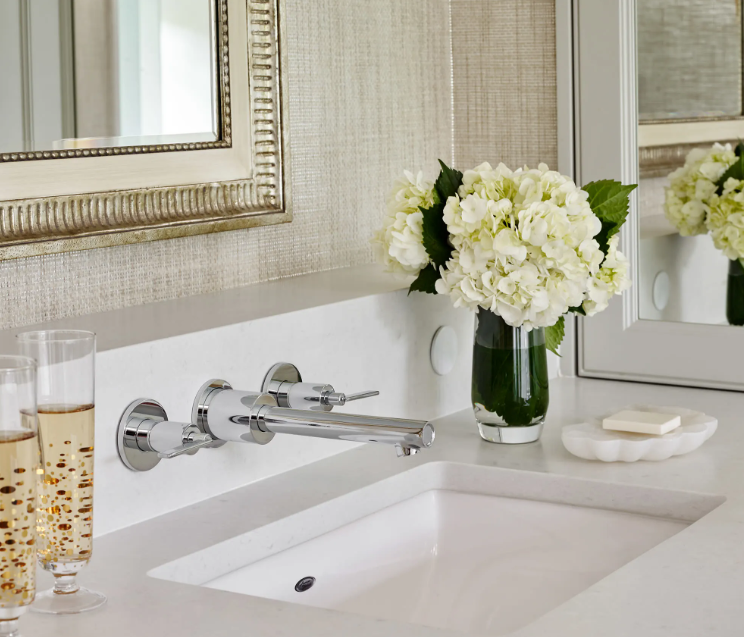DXV D3510545C.100 Percy Double Handle Wall Mount Bathroom Faucet, Polished Chrome