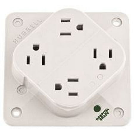 Hospital Grade 4-Plex Receptacle 20A 125V 5-20R White Double Pole – 5-Pack