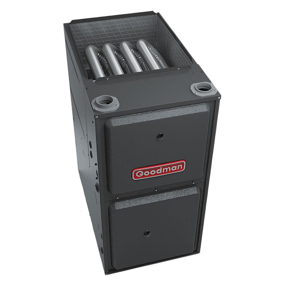 Goodman GMVC951155DX 95% AFUE upflow/horizontal gas furnace, top angle view