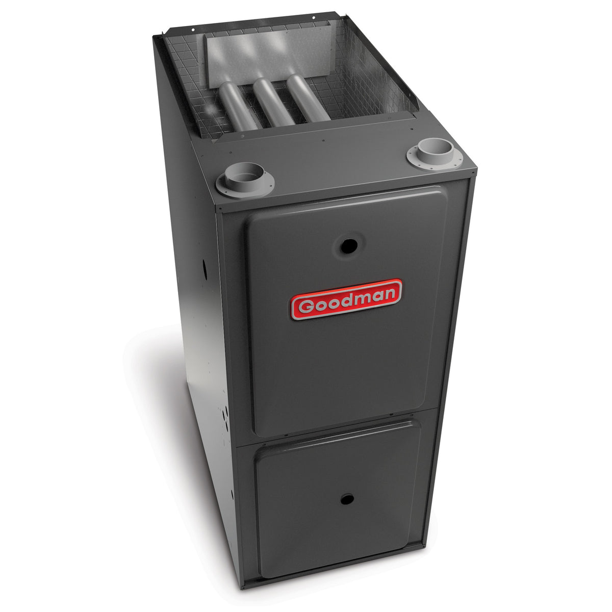 Goodman GMVC960803BNBA 96% AFUE upflow/horizontal gas furnace, front right view