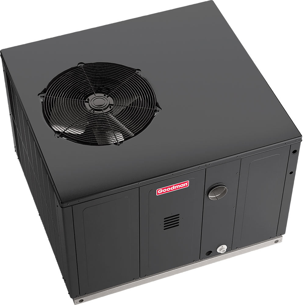 Goodman GPG1442080M41AB 3.5 ton packaged gas/electric unit, top angle view