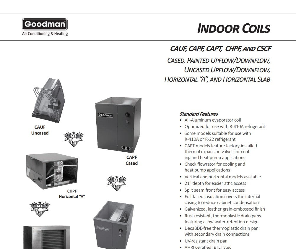 Goodman All Coil Specs Sheet.pdf