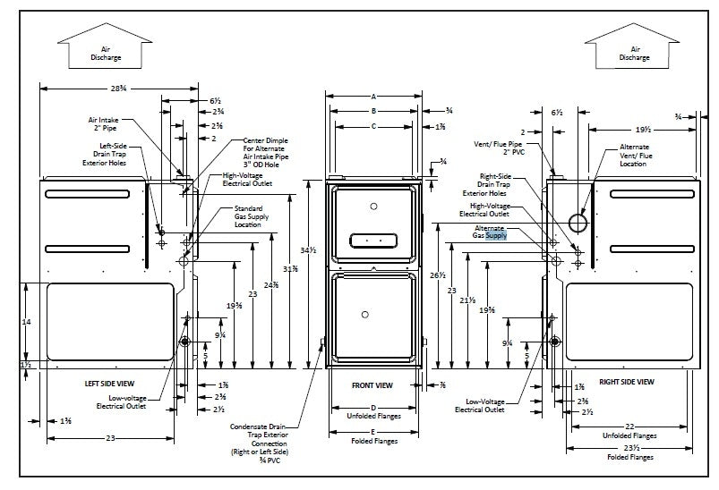 Goodman GMSS960804CN 80,000 BTU 96% Efficient 1 Stage UpflowHorizontal, Gas Furnace Specs Sheet