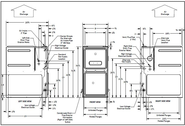 Goodman GMVM970603BN 60,000 BTU Furnace, 98% Efficiency, Upflow Horizontal Gas Furnace Specs Sheet