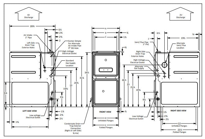 Goodman GMVM970804CN 80,000 BTU, 97% AFUE Upflow Horizontal, Gas Furnace Spces Sheet