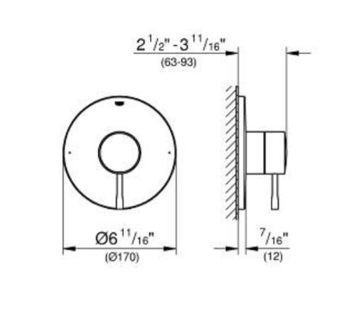 Grohe 19347001 PB Valve Trim, Chrome, Prod Specs