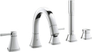 Grohe 1991900A Grandera Five-Hole 2 Handle Bathtub Faucet with Handshower, Starlight Chrome