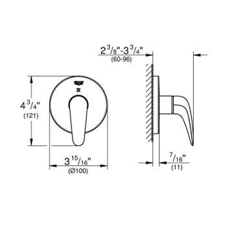 Grohe 19993EN3 Eurostyle shower trim, Prod Specs