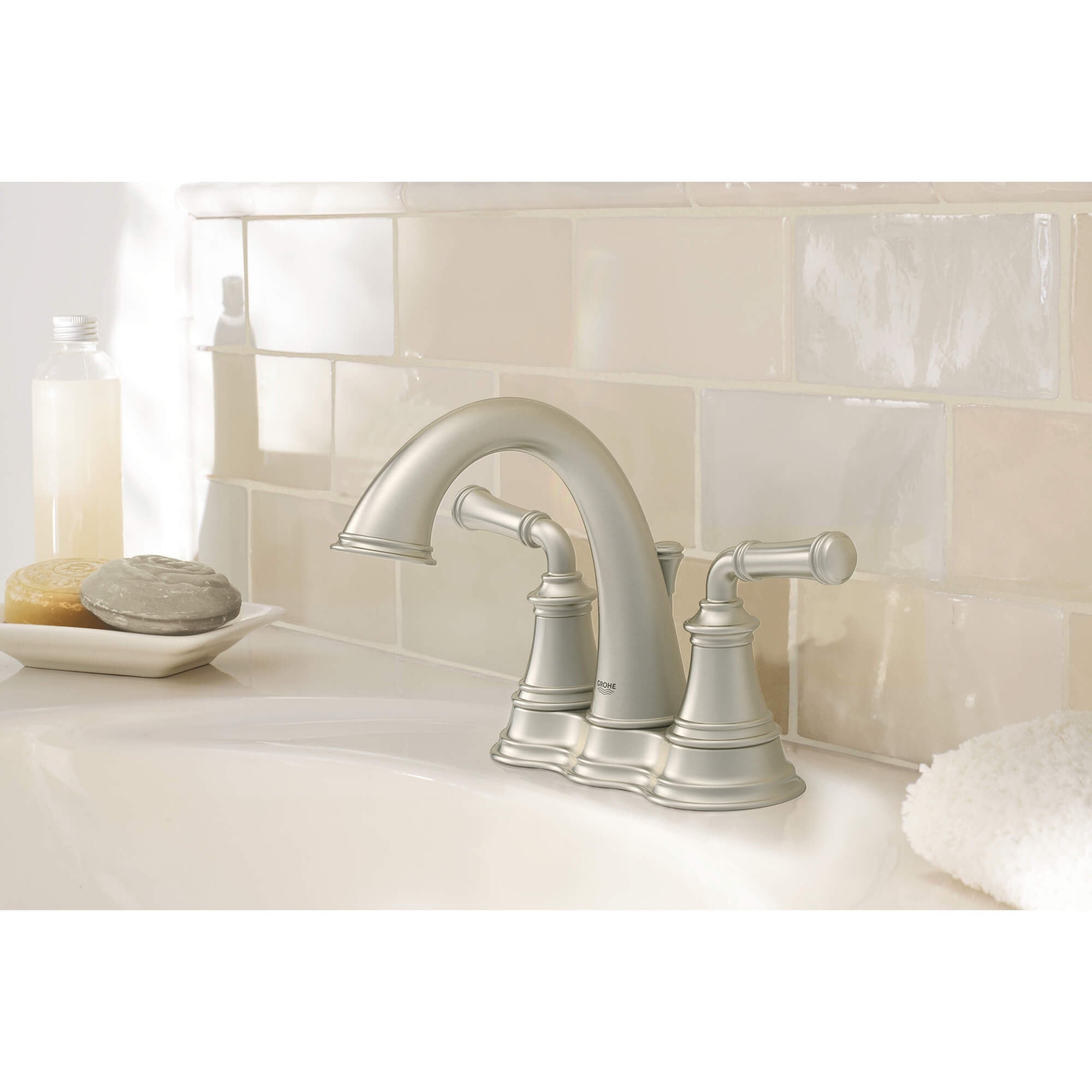 Grohe 20482 Gloucester 2 Handle Bathroom Faucet, 4 Inch, Centreset, 1.2 GPM