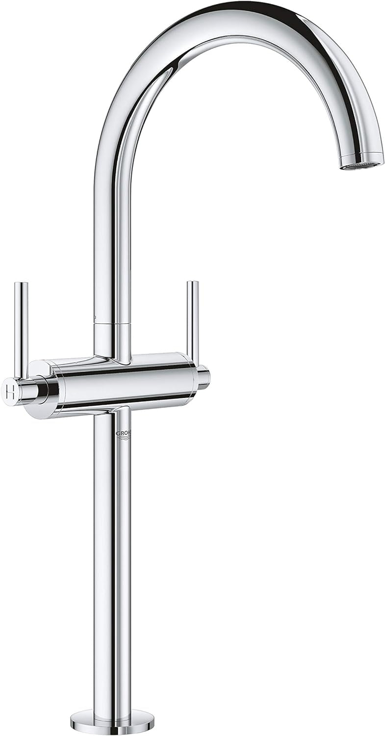 Grohe 21046003 Atrio Single-Hole Double Handle Bathroom Faucet, Starlight Chrome