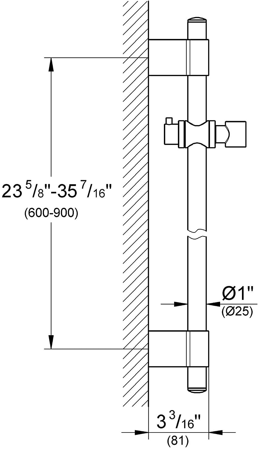 Grohe 28819001 Shower Rail, Chrome, Prod Specs