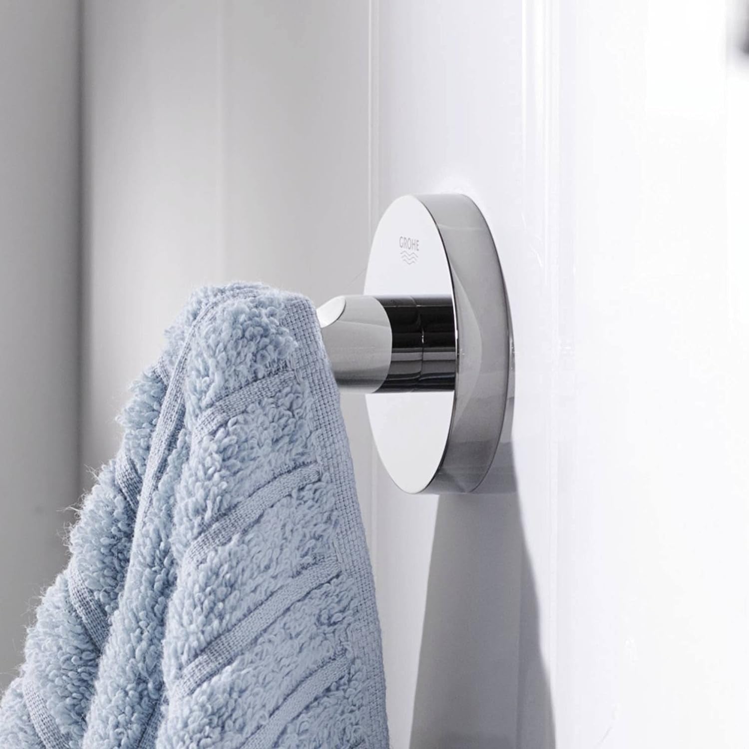 Grohe 40364001 Essentials Wall-Mounted Bathroom Robe Hook, Starlight Chrome