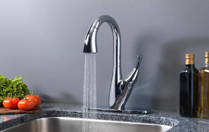 Home2O H73K-51D-CH Single-Handle High Arc Pull Down Sprayer Kitchen Faucet, Chrome
