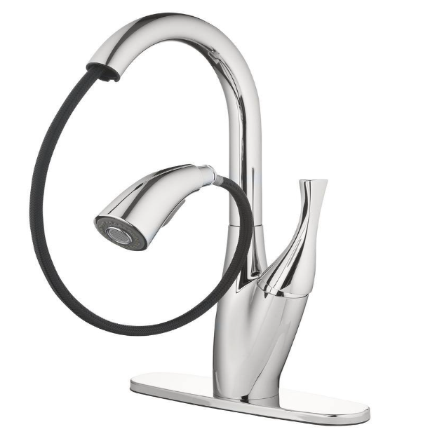 Home2O H73K-51D-CH Single-Handle High Arc Pull Down Sprayer Kitchen Faucet, Chrome