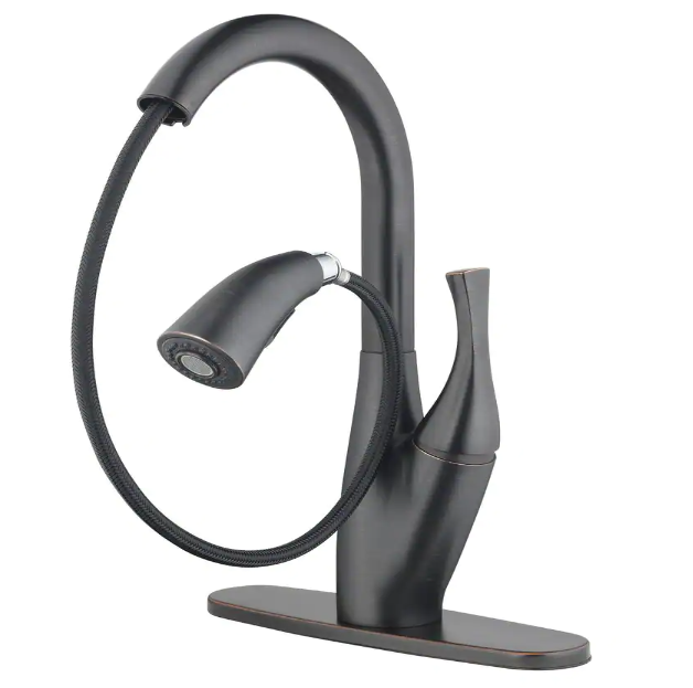 Home2O H73K-51D-ORB Single-Handle High Arc Pull Down Sprayer Kitchen Faucet, Oil Rubbed Bronze