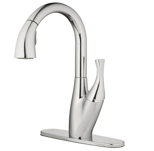 Home2O H73K-51D-CH Single-Handle High Arc Pull Down Sprayer Kitchen Faucet, Chrome
