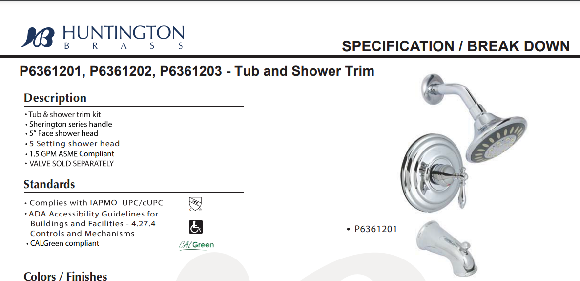 Huntington Brass P63612 Sherington Tub & Shower