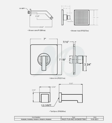 Huntington Brass P63820 Razo Tub & Shower Trim Kit, Satin Nickel PVD, Polished Nickel PVD