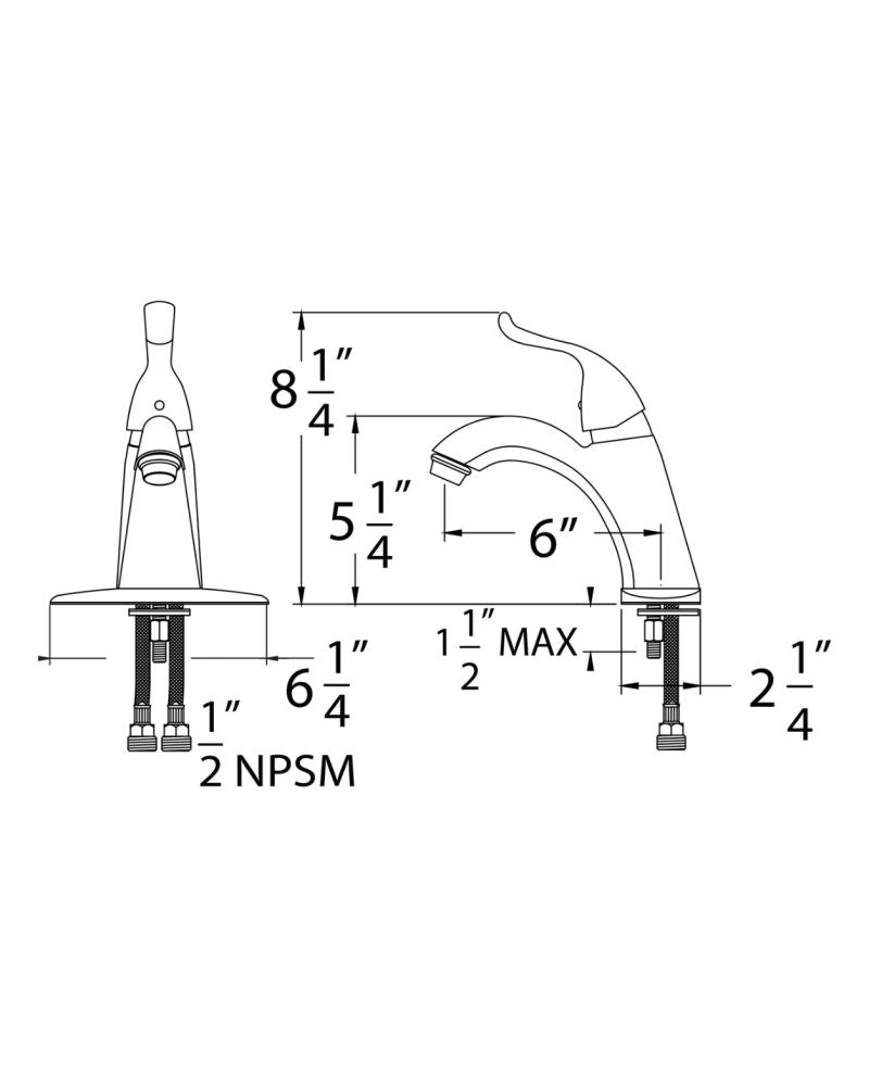 Huntington Brass W3202829-1 Single Control Lavatory Faucet, Satin Nickel Specs Sheet