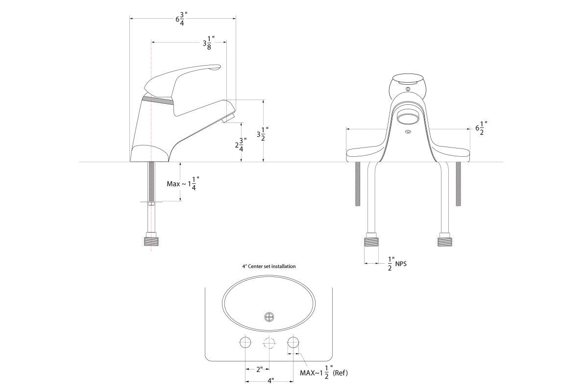 Huntington Brass W3326903 Single Lever Handle  Centerset Lavatory Faucet, Antique Bronze Specs sheet