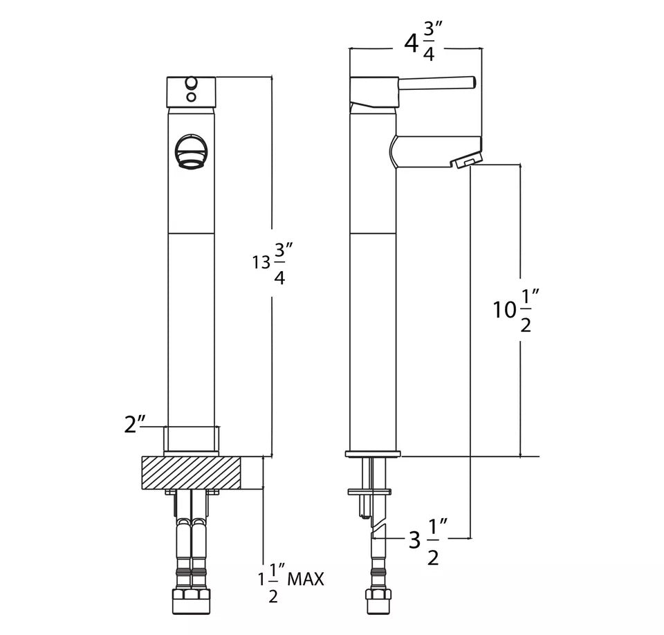 Huntington Brass W3580214 Single Control Lavatory Faucet, Polished Nickel PVD Specs Sheet