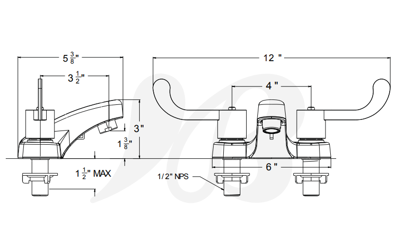Huntington Brass W4310501-2 Reliaflo 4Inch Centerset Lavatory Faucet with Blade Handles, Chrome Specs Sheet