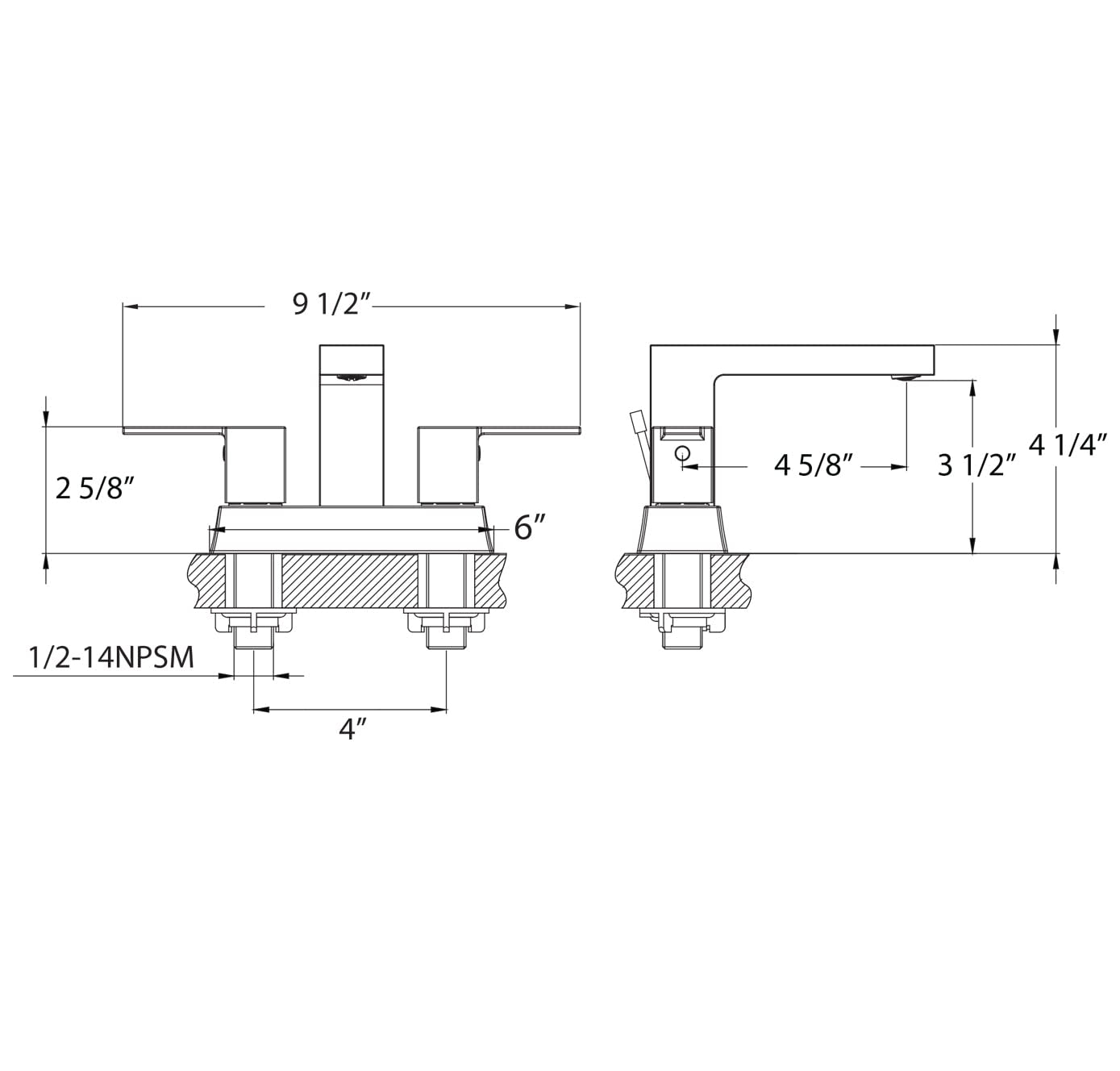 Huntington Brass W4482014-1 Razo 4 Centerset Lavatory Faucet, Polished Nickel PVD Specs Sheet