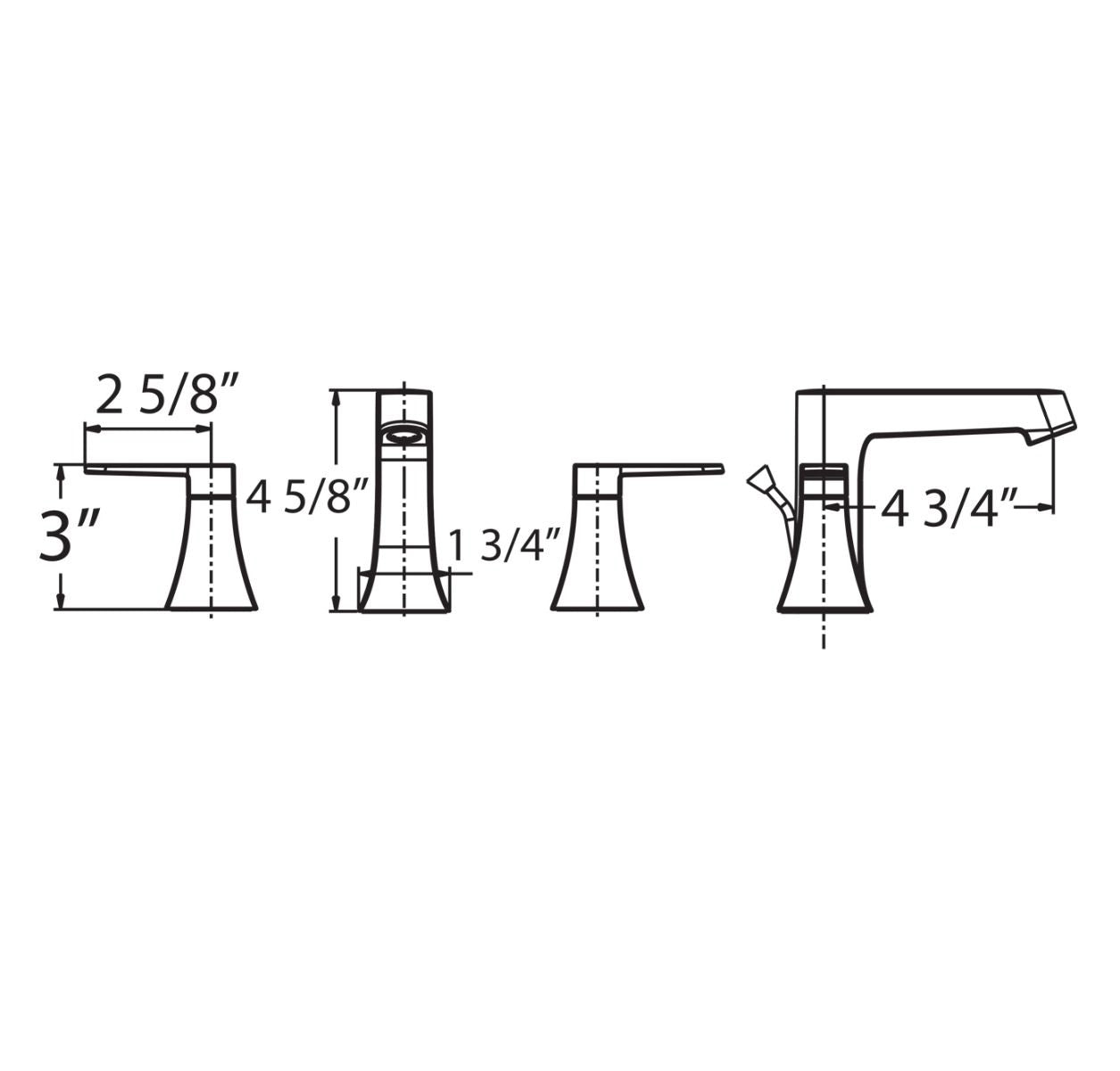 Huntington Brass W9581002-1 Brass Reflection Widespread Lavatory Faucet, Satin Nickel PVD Specs Sheet