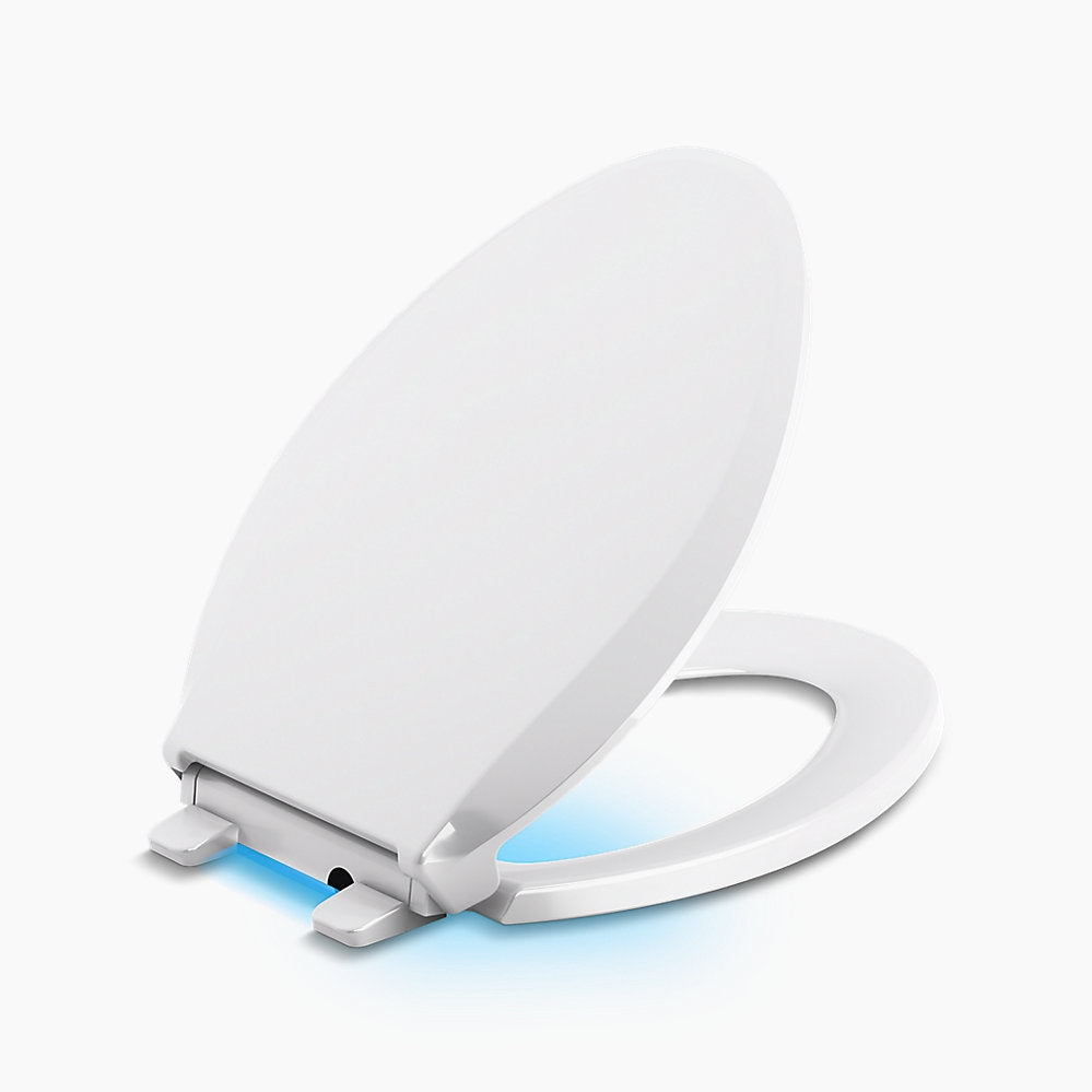 Kohler 4888-96 Cachet Nightlight Quiet-Close Plastic Elongated Toilet Seat in Biscuit