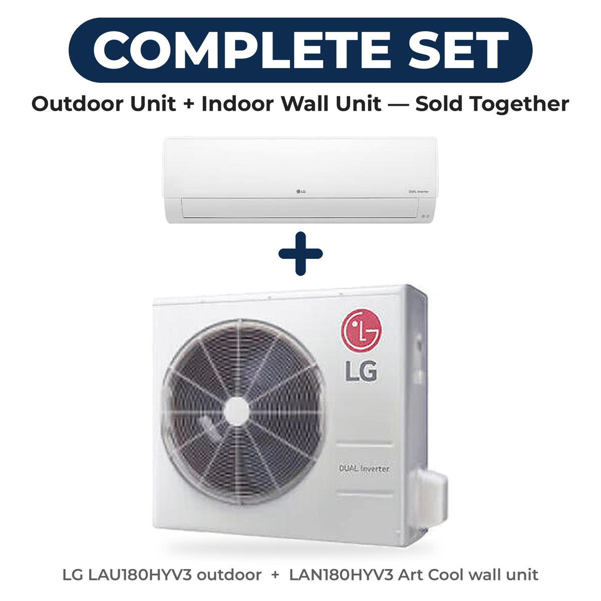 LG Art Cool Premier 18K Single-Zone Heat Pump Set: LAU180HYV3 Outdoor + LAN180HYV3 Wall Unit (24 SEER2)
