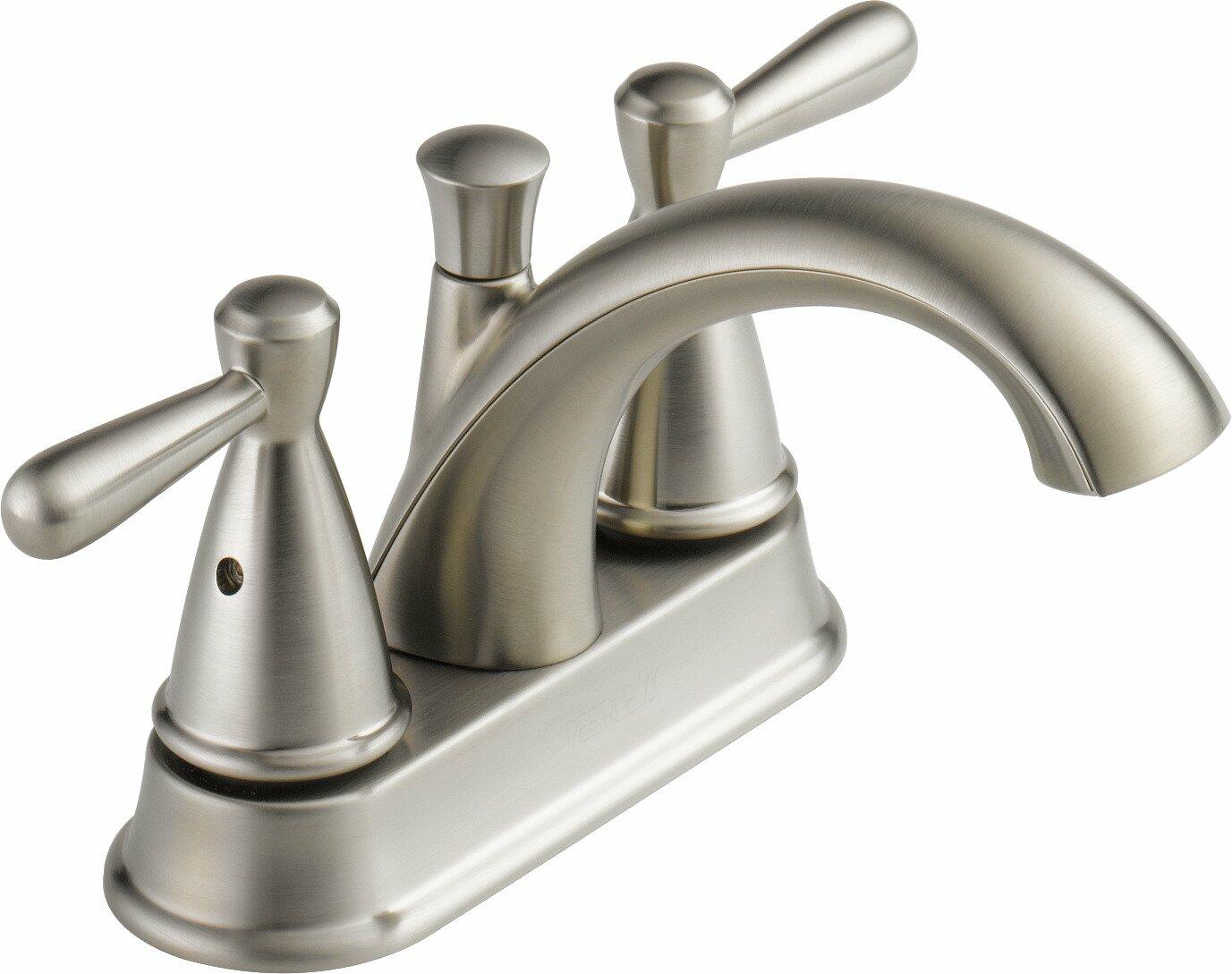 Peerless Bayside Centerset Bathroom Faucet Brushed Nickel, Bathroom Sink Faucet, Drain Assembly, Brushed Nickel P99640LF-BN