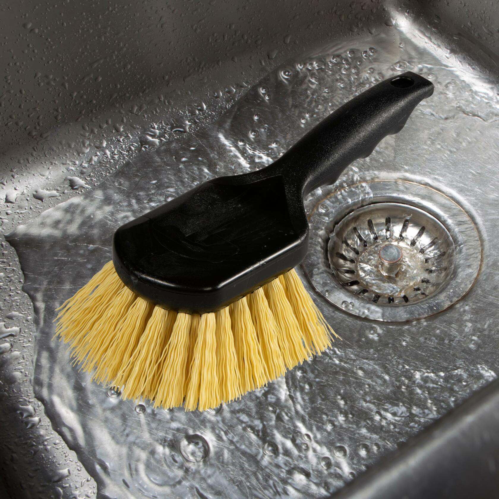 SPARTA 3650500 Plastic Scrub Utility Brush With Polypropylene Bristles For Cleaning, 8 Inches, Black