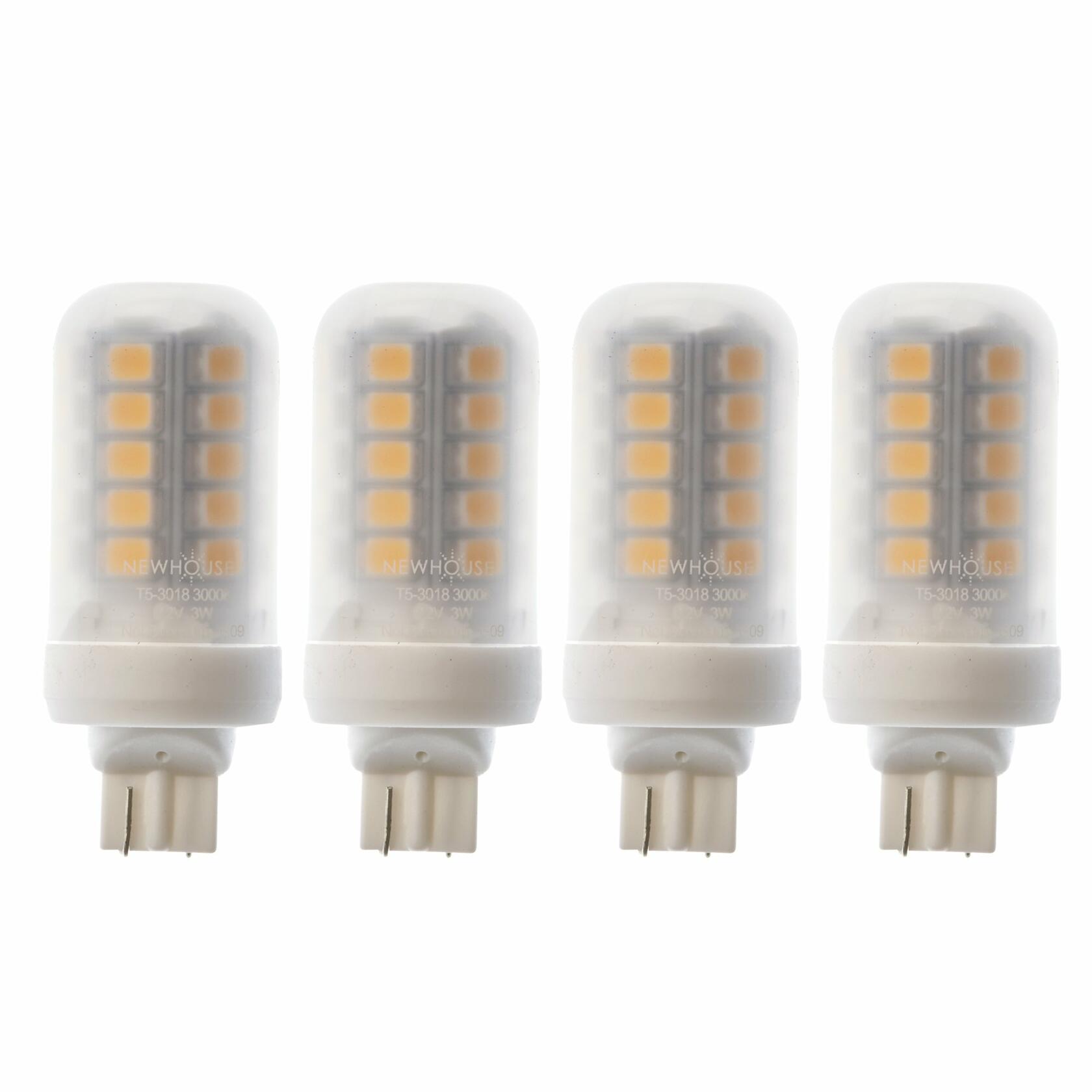Newhouse Lighting T5-3018-4 LED Bulb, 3W (18W Equivalent) T5 Halogen Replacement Lights, 300 Lumens, 12V, 3000K, White, 4-Pack