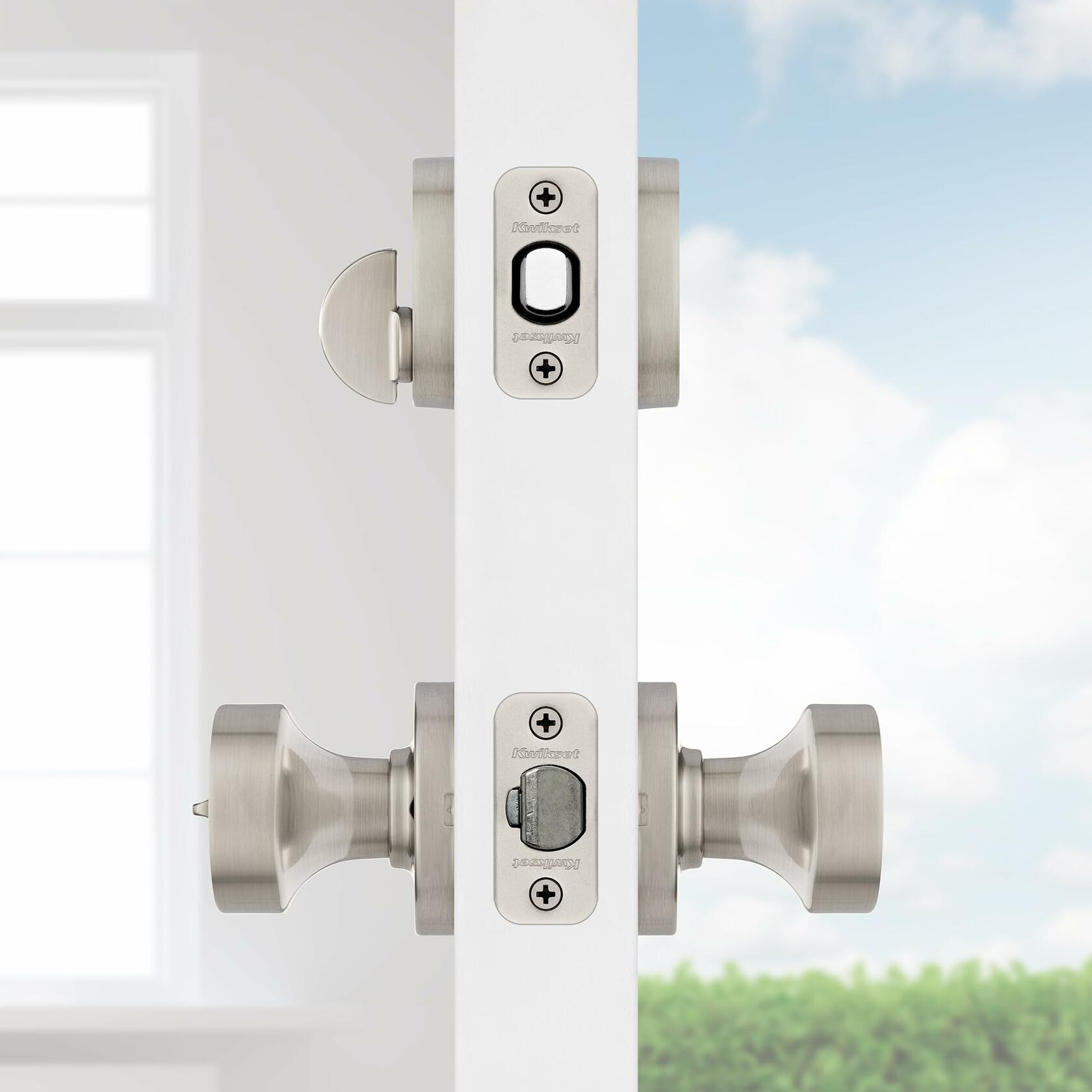 Kwikset 991 Pismo Keyed Entry Knob and Single Cylinder Deadbolt Combo Pack Featuring SmartKey and Microban, Satin Nickel