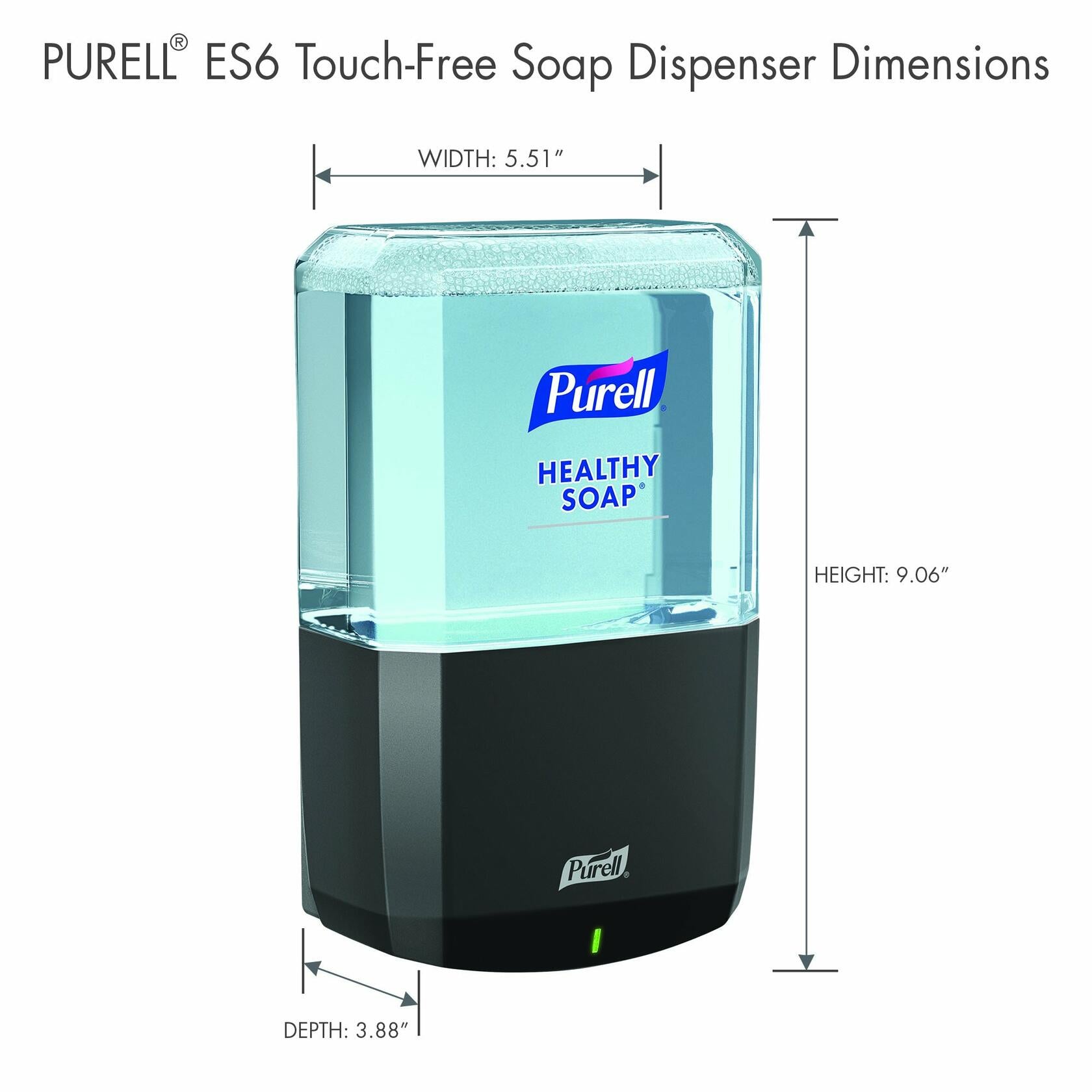 PURELL ES6 Automatic Wall-Mounted Hand Soap Dispenser, Graphite, without 1200 mL PURELL HEALTHY SOAP Refills (Pack of 1)