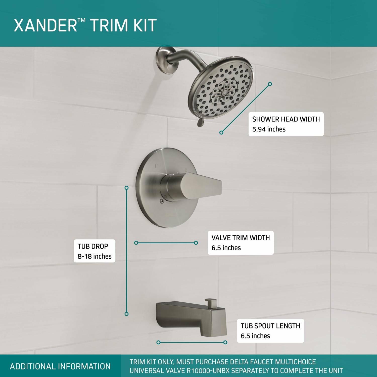 Peerless PTT14419-BN XANDER MultiChoice Tub Shower, Brushed Nickel
