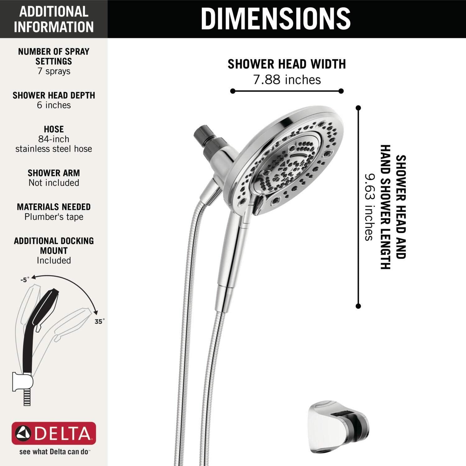 Delta In2ition 75687D 7-Setting Two-in-One Shower, Chrome