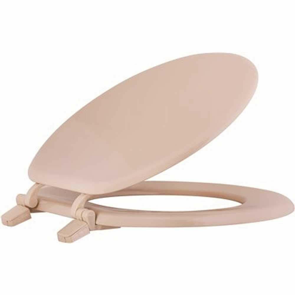 PROPLUS 2479732 Round Wood Toilet Seat with Closed Front, Beige