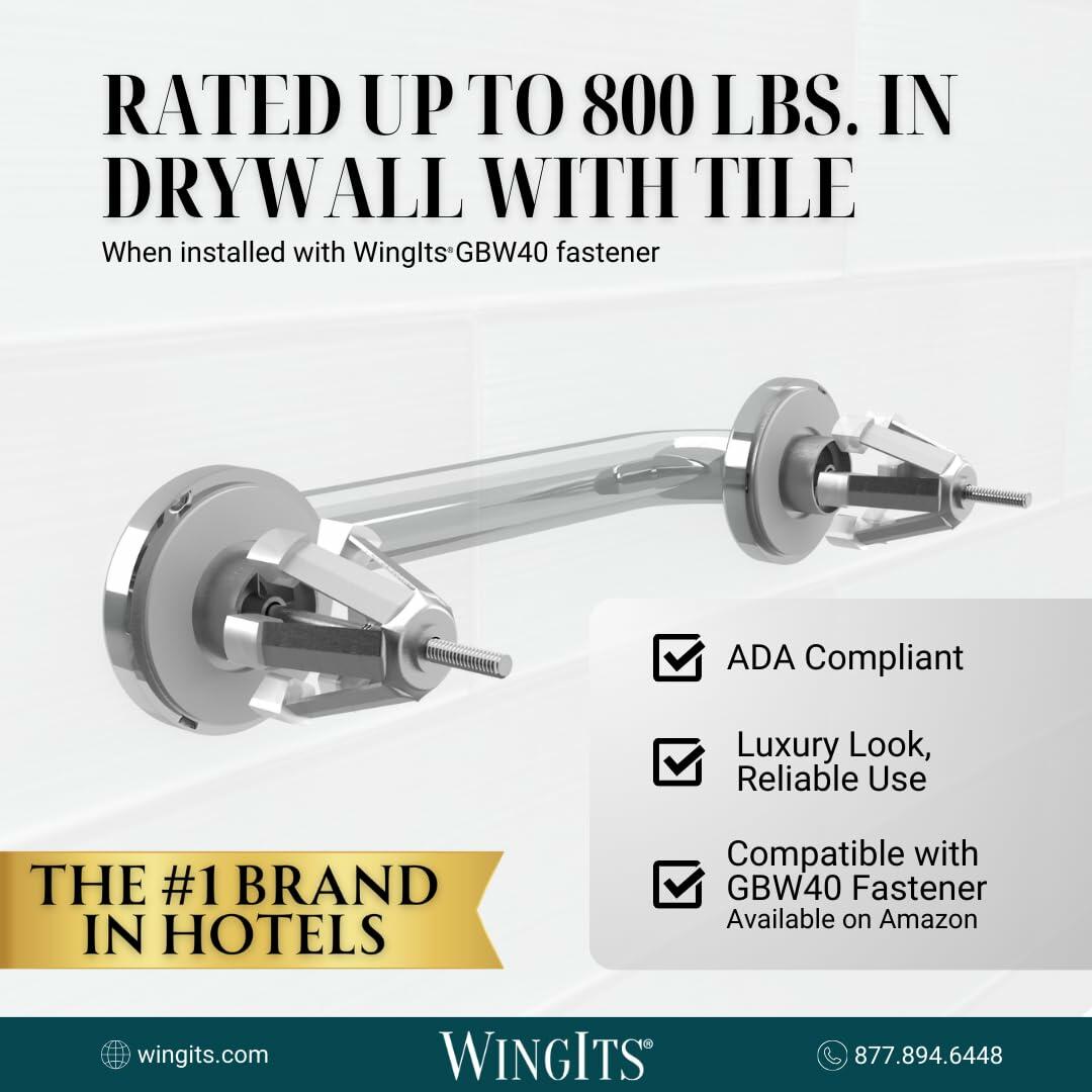 WingIts WGB5SSKN18 STANDARD Grab Bar, Diamond Knurled Grip, Concealed Mount, Satin Knurled Stainless Steel