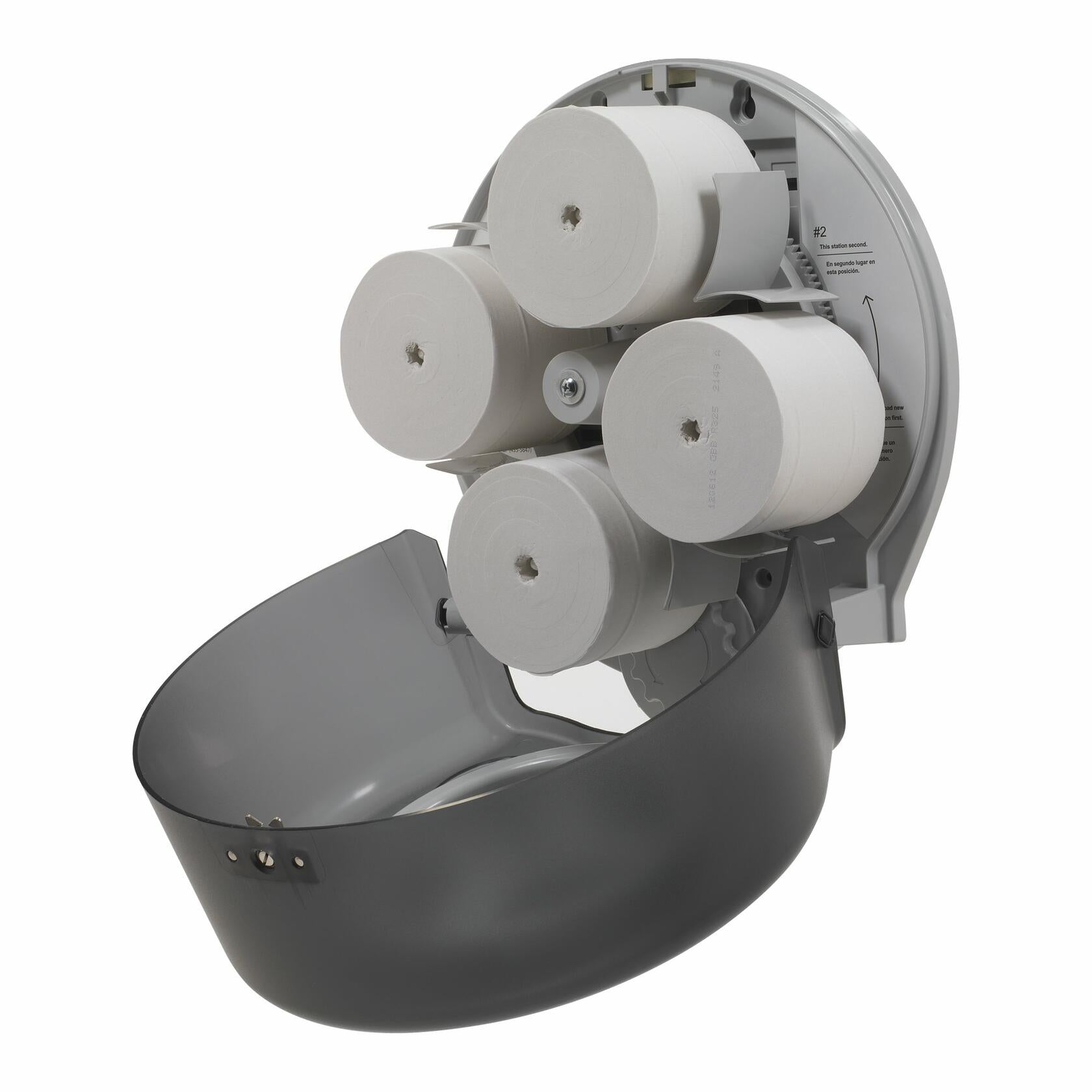 GP PRO 56788 Compact 4-Roll Coreless High-Capacity Toilet Paper Dispenser, Translucent Smoke